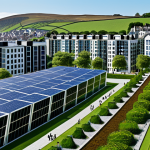 맨섬 도시 개발 프로젝트 - **Modern Sustainable Cityscape:** "Architectural marvel blending tradition and innovation in a moder...